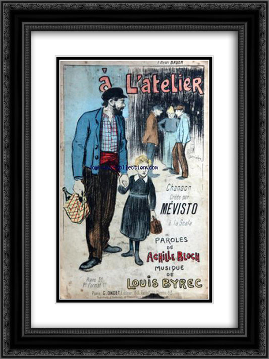 A l'Atelier 18x24 Black Ornate Wood Framed Art Print Poster with Double Matting by Steinlen, Theophile