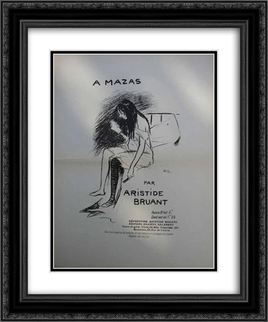 A Mazas 20x24 Black Ornate Wood Framed Art Print Poster with Double Matting by Steinlen, Theophile