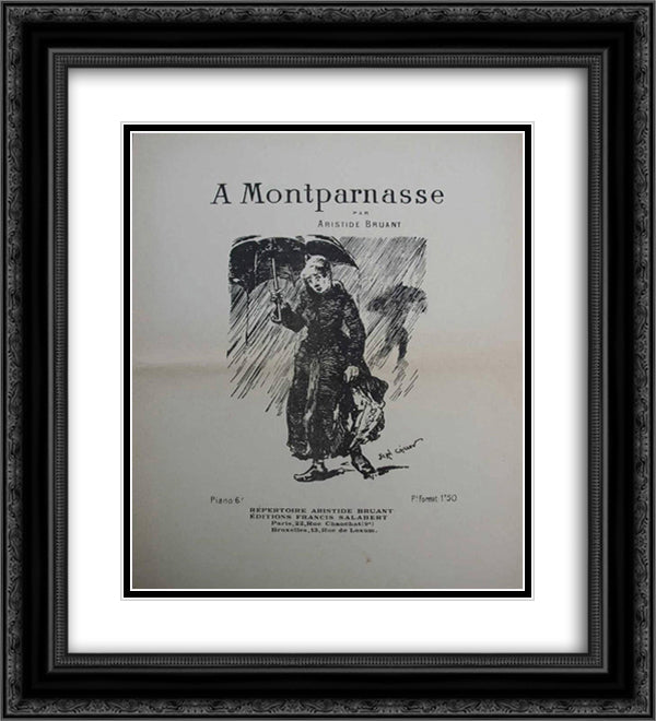 A Montparnasse 20x22 Black Ornate Wood Framed Art Print Poster with Double Matting by Steinlen, Theophile