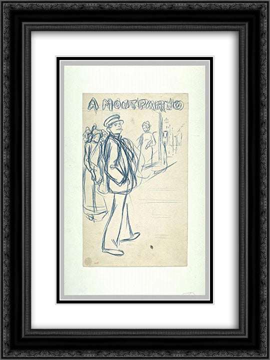 A Montparno study 18x24 Black Ornate Wood Framed Art Print Poster with Double Matting by Steinlen, Theophile