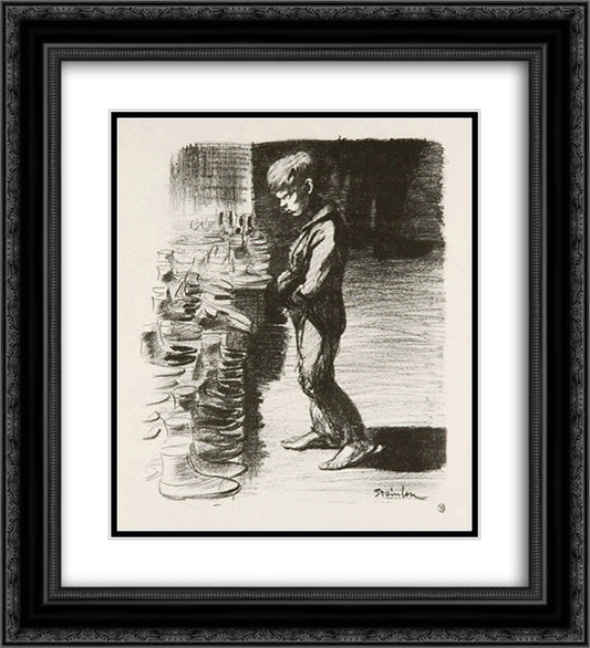 A Propos Des Bottes 20x22 Black Ornate Wood Framed Art Print Poster with Double Matting by Steinlen, Theophile