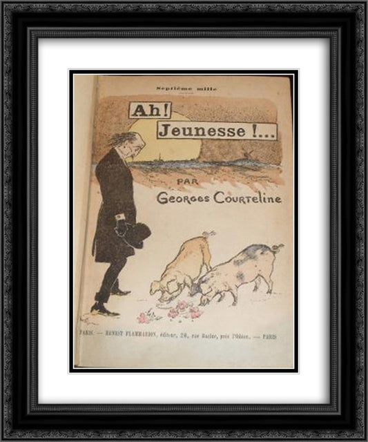 Ah Jeunesse 20x24 Black Ornate Wood Framed Art Print Poster with Double Matting by Steinlen, Theophile