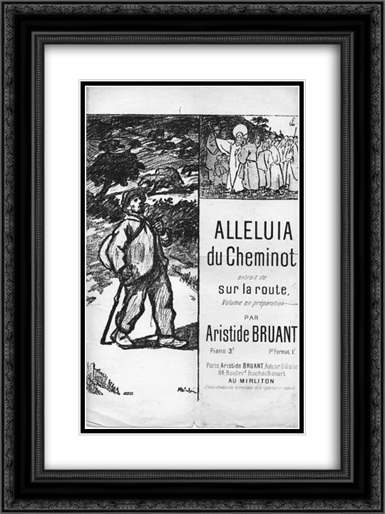 Alleluia de Cheminot 18x24 Black Ornate Wood Framed Art Print Poster with Double Matting by Steinlen, Theophile