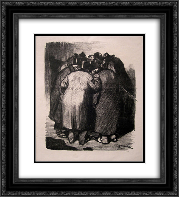 Association de Malfaiteurs 20x22 Black Ornate Wood Framed Art Print Poster with Double Matting by Steinlen, Theophile