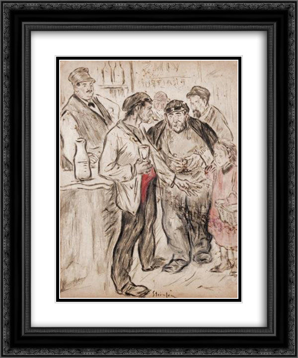 At the bar kids 20x24 Black Ornate Wood Framed Art Print Poster with Double Matting by Steinlen, Theophile