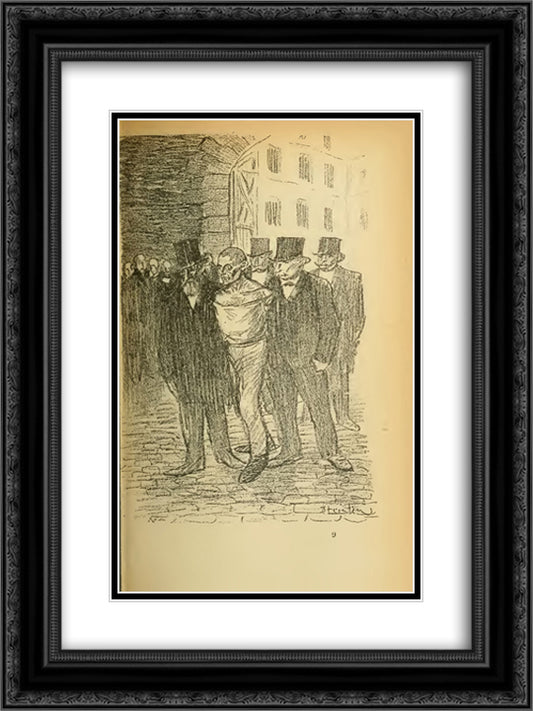 Aubade Rouge 18x24 Black Ornate Wood Framed Art Print Poster with Double Matting by Steinlen, Theophile