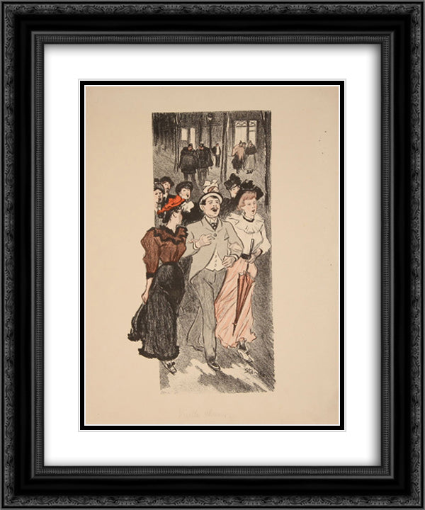 Aupres de Ma Blonde 20x24 Black Ornate Wood Framed Art Print Poster with Double Matting by Steinlen, Theophile