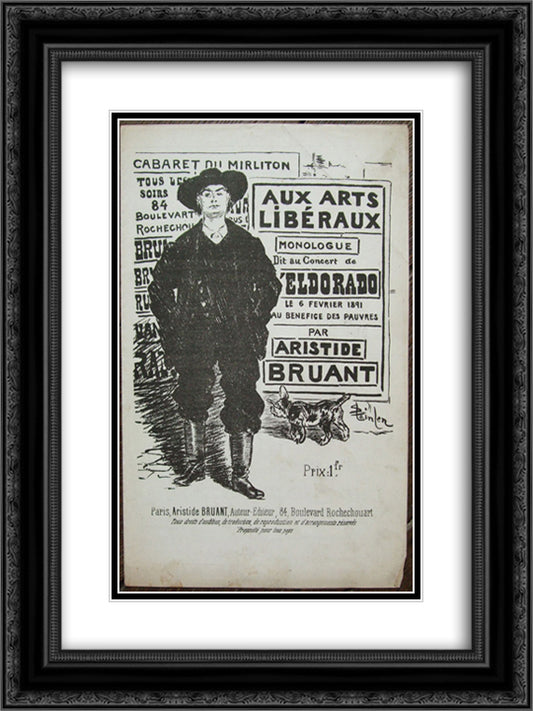 Aux Arts Liberaux 18x24 Black Ornate Wood Framed Art Print Poster with Double Matting by Steinlen, Theophile