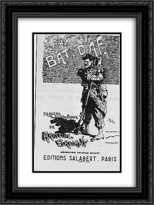 Aux Bat-d'Af 18x24 Black Ornate Wood Framed Art Print Poster with Double Matting by Steinlen, Theophile