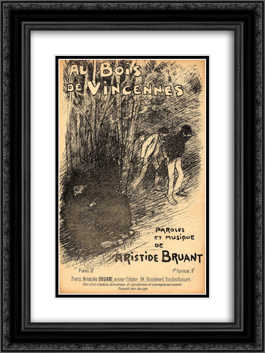 Aux Bois de Vincennes 18x24 Black Ornate Wood Framed Art Print Poster with Double Matting by Steinlen, Theophile