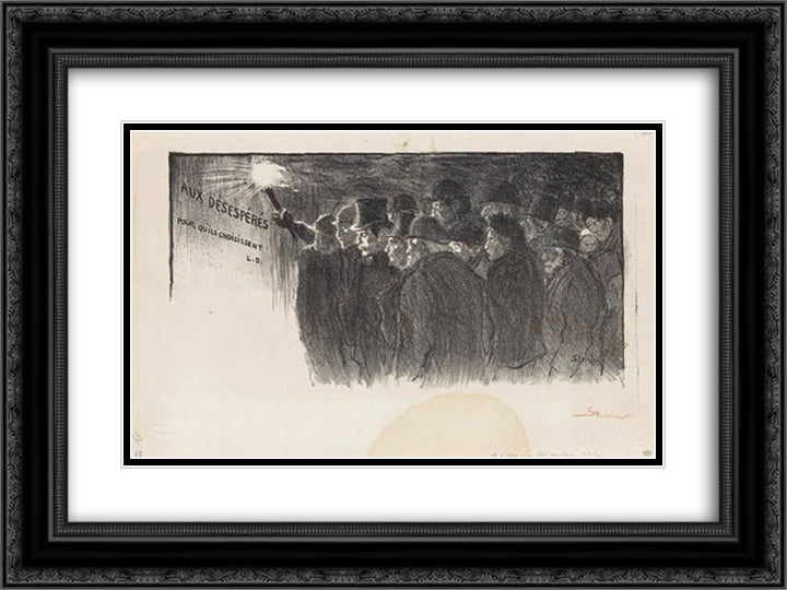 Aux Desesperes Pour Qu-ils Choisissent 24x18 Black Ornate Wood Framed Art Print Poster with Double Matting by Steinlen, Theophile