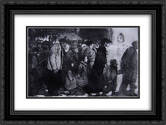 Aux Vrais Pauvres- Les Mauvais Riches 24x18 Black Ornate Wood Framed Art Print Poster with Double Matting by Steinlen, Theophile