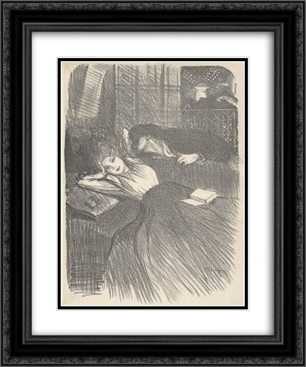 Baiser d'Amants 20x24 Black Ornate Wood Framed Art Print Poster with Double Matting by Steinlen, Theophile