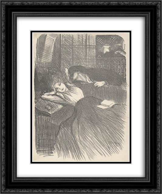 Baiser d'Amants 20x24 Black Ornate Wood Framed Art Print Poster with Double Matting by Steinlen, Theophile