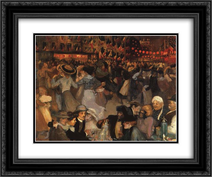 Ball 24x20 Black Ornate Wood Framed Art Print Poster with Double Matting by Steinlen, Theophile