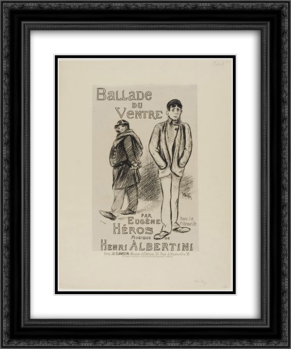 Ballade du Ventre 20x24 Black Ornate Wood Framed Art Print Poster with Double Matting by Steinlen, Theophile