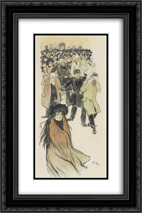 Ballade Du Vitriole Original drawing 16x24 Black Ornate Wood Framed Art Print Poster with Double Matting by Steinlen, Theophile