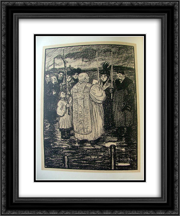 Bapteme 20x24 Black Ornate Wood Framed Art Print Poster with Double Matting by Steinlen, Theophile