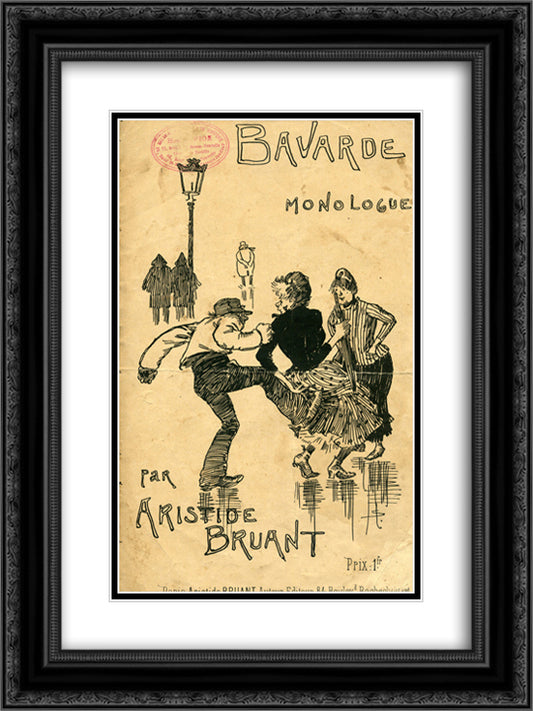 Bavarde 18x24 Black Ornate Wood Framed Art Print Poster with Double Matting by Steinlen, Theophile