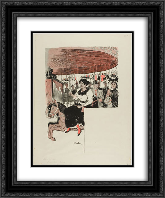 Brune 20x24 Black Ornate Wood Framed Art Print Poster with Double Matting by Steinlen, Theophile