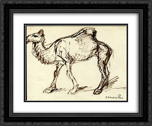 Camel 24x20 Black Ornate Wood Framed Art Print Poster with Double Matting by Steinlen, Theophile