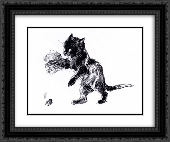 Cat's paw in blurring motion 24x20 Black Ornate Wood Framed Art Print Poster with Double Matting by Steinlen, Theophile