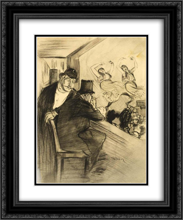 Ces Dames Lafforest Original drawing 20x24 Black Ornate Wood Framed Art Print Poster with Double Matting by Steinlen, Theophile