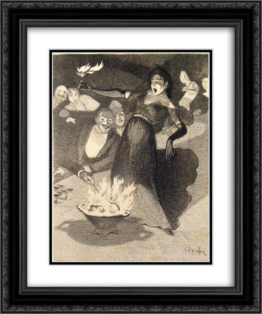 Chanson a Boire 20x24 Black Ornate Wood Framed Art Print Poster with Double Matting by Steinlen, Theophile