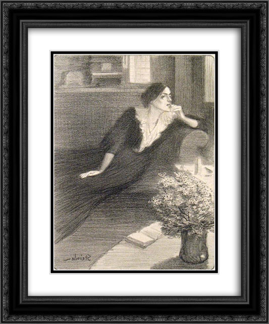 Chanson Crepusculaire 20x24 Black Ornate Wood Framed Art Print Poster with Double Matting by Steinlen, Theophile