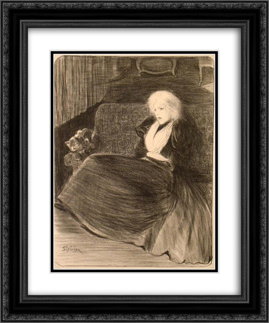 Chanson Frele 20x24 Black Ornate Wood Framed Art Print Poster with Double Matting by Steinlen, Theophile