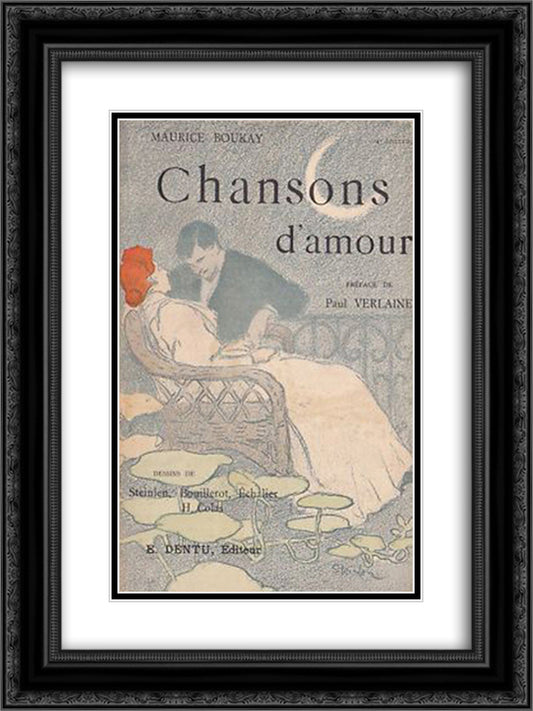 Chansons d'Amour 18x24 Black Ornate Wood Framed Art Print Poster with Double Matting by Steinlen, Theophile