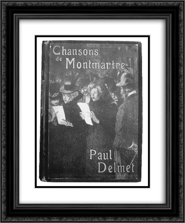 Chansons de Montmartre 20x24 Black Ornate Wood Framed Art Print Poster with Double Matting by Steinlen, Theophile