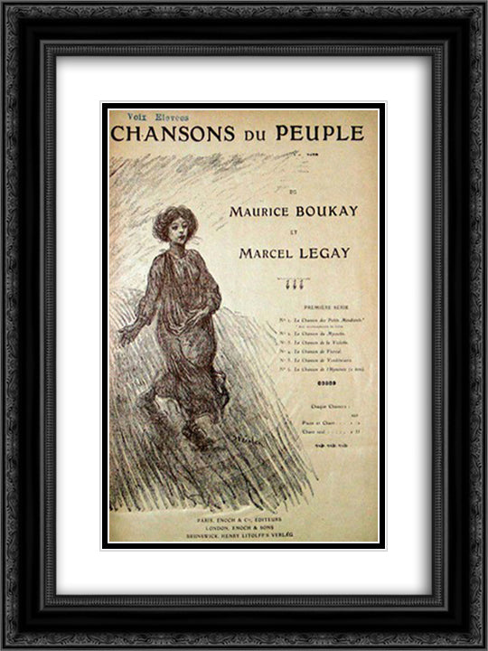 Chansons du Peuple 18x24 Black Ornate Wood Framed Art Print Poster with Double Matting by Steinlen, Theophile
