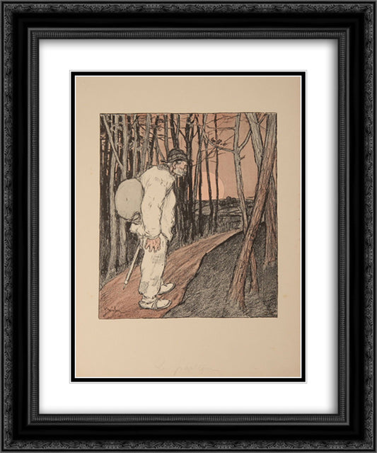 Chemineau 20x24 Black Ornate Wood Framed Art Print Poster with Double Matting by Steinlen, Theophile