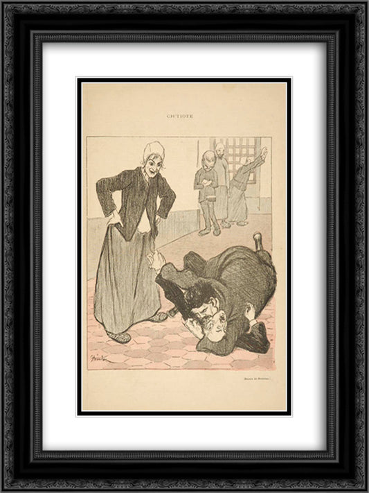 Ch-tiote 18x24 Black Ornate Wood Framed Art Print Poster with Double Matting by Steinlen, Theophile