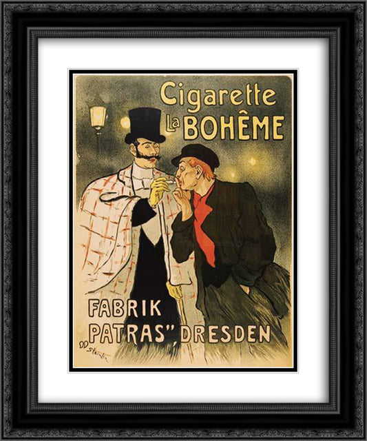 Cigarette La Boheme-1879 20x24 Black Ornate Wood Framed Art Print Poster with Double Matting by Steinlen, Theophile