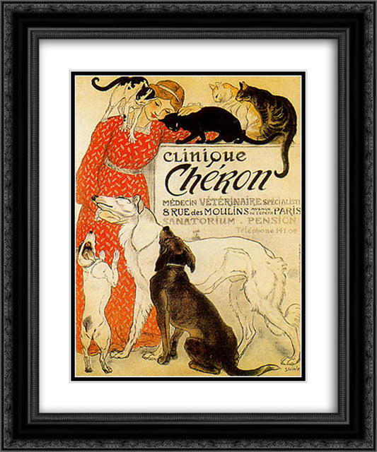 Clinique Cheron 20x24 Black Ornate Wood Framed Art Print Poster with Double Matting by Steinlen, Theophile