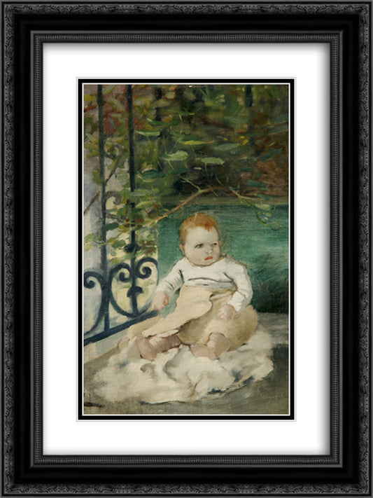 Colette child, the daughter of the artist 18x24 Black Ornate Wood Framed Art Print Poster with Double Matting by Steinlen, Theophile