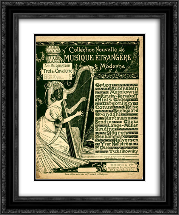 Collection Nouvelle de Musique Etrangere Moderne 20x24 Black Ornate Wood Framed Art Print Poster with Double Matting by Steinlen, Theophile