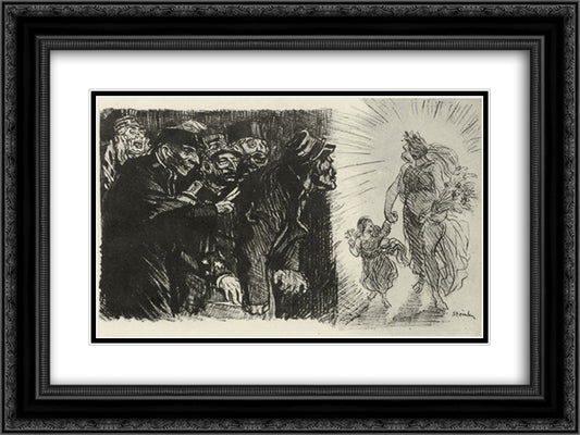 Comme En Quatre-Vingt Treize 24x18 Black Ornate Wood Framed Art Print Poster with Double Matting by Steinlen, Theophile