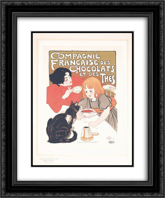 Compagne Francaise des Chocolats Maitres de l'Affiche 20x24 Black Ornate Wood Framed Art Print Poster with Double Matting by Steinlen, Theophile