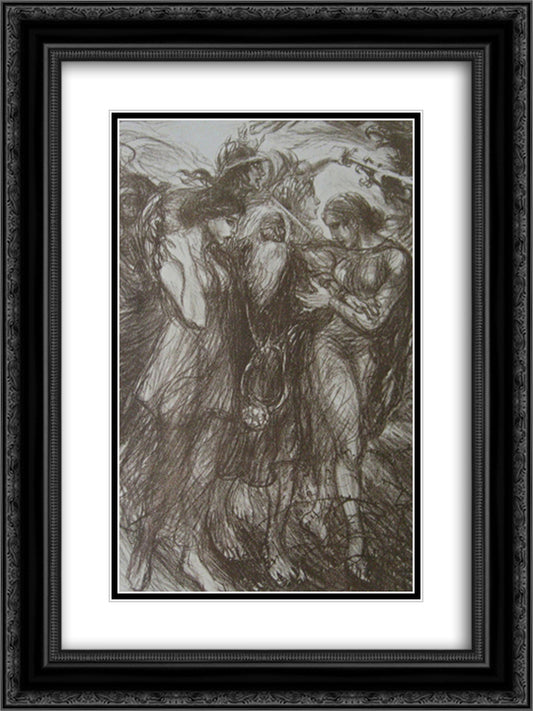 Concert du Conservatoire 18x24 Black Ornate Wood Framed Art Print Poster with Double Matting by Steinlen, Theophile