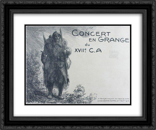 Concert En Grange 24x20 Black Ornate Wood Framed Art Print Poster with Double Matting by Steinlen, Theophile
