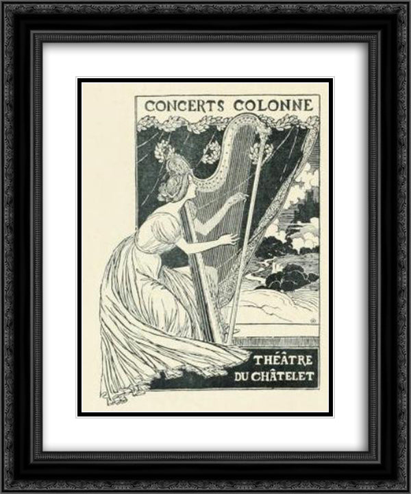 Concerts Colonne 20x24 Black Ornate Wood Framed Art Print Poster with Double Matting by Steinlen, Theophile