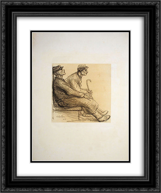 Convalescents 20x24 Black Ornate Wood Framed Art Print Poster with Double Matting by Steinlen, Theophile
