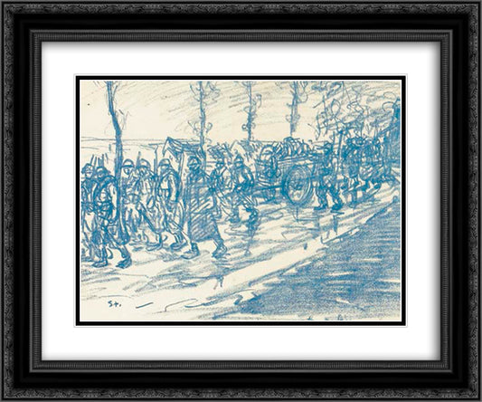 Convoy 24x20 Black Ornate Wood Framed Art Print Poster with Double Matting by Steinlen, Theophile
