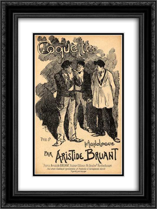 Coquette 18x24 Black Ornate Wood Framed Art Print Poster with Double Matting by Steinlen, Theophile