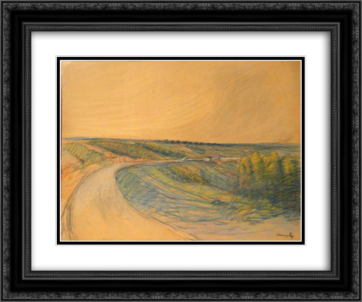 Country Road 24x20 Black Ornate Wood Framed Art Print Poster with Double Matting by Steinlen, Theophile