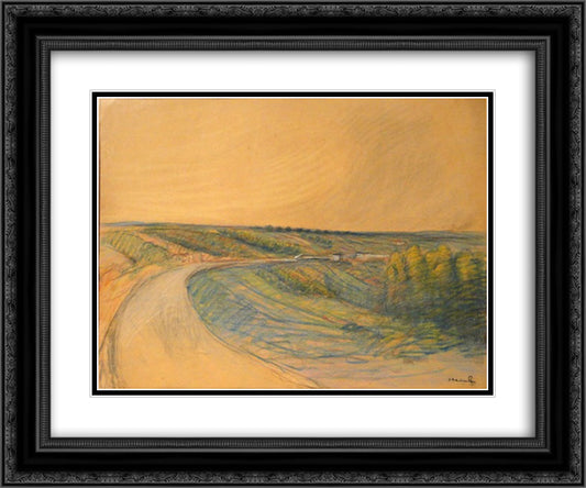 Country Road 24x20 Black Ornate Wood Framed Art Print Poster with Double Matting by Steinlen, Theophile