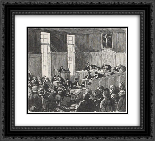 Crainquebille 22x20 Black Ornate Wood Framed Art Print Poster with Double Matting by Steinlen, Theophile